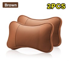 2PCS 쇠가죽 채찍으로 자동차 베개 머리 받침 지원 자동 범용 좌석 부드러운 인테리어 장식, 2PCS Brown