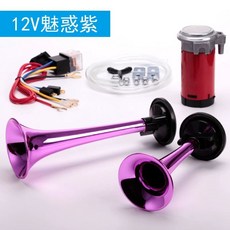 화물차크락숀 트럭 에어혼 기본 실버 에어크라션 전용 나팔 스피커 뱃고동 2V 24V 만능인, H. 12V 매혹적인 보라색, A. 듀얼 스피커