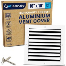 ACLAMINAIRE 25.4 x 15.2cm(10 6인치) (덕트 오프닝) 알루미늄 3방향 공기 흐름 벤트 - 벽 또는 천장용 HVAC 커버 멀티 셔터 댐퍼가 있는 조용한 레