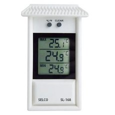 SOJ_디지털 최고최저온도계 SL-168 -20~50도 건설현장 하우스 비닐하우스 화훼농장 학교 재고보유, 1개, 힌색