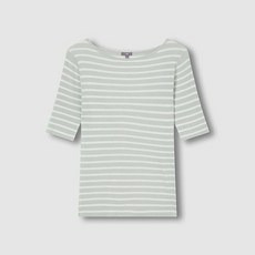 JAJU 여 강연 슬림핏 스트라이프 5부 니트 J1162027280BA 671123