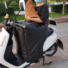 전기 자동차 윈드쉴드 커버 겨울철 오토바이 방한 보호 플리스 안감 두꺼운 PU 가죽 허리 오토바이 방한보호대 무릎 패드 따뜻한 배터리 오토바이 방한 방풍 커버 오토바이 전신방한, 허리보호 블랙 단독 바람막이