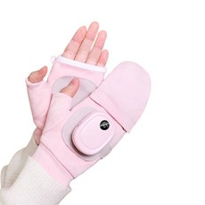 智能發熱保暖半指手套，330°環繞發熱，三檔調溫，可水洗，觸控螢幕適用, 粉色, 1個
