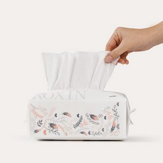 록신 순식물성 섬유 도톰한 엠보싱 패턴 팝업형 무형광 일회용 페이스타올 휴대용 다용도 수건, 1개, 100개입