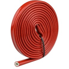 38 인치 내경 레드 실리콘 코팅 유리섬유 내열 보호 슬리브 호스 라인 및 전기 배선용 5피트, 3/8 ID, 5 Feet, Black