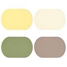 Yuuzue 타원형 실리콘 플레이스 매트 베이지 6개, 라이트 브라운, 베이지, 그린, 라이트 옐로우