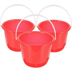 글레비 3개 플라스틱 양동이 손잡이 포함 빨간 저장 용기 세척 및 차량 세차용 휴대용 인체공학적 디자인으로 수월한 운반, 글레비 3개 플라스틱 양동이 손잡이 포함 빨간 저장 용