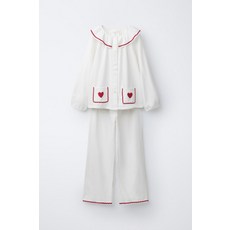 자라 ZARA 6-14세물결 & 하트 파자마 - 크림 7521698712 937928