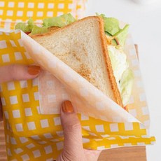 BrtWM 식품유산지 유산지봉투 베이커리봉투 유산지 샌드위치 포장지 50p, 옐로우 체크