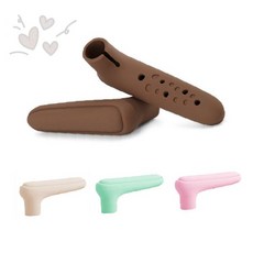 문손잡이 실리콘커버 정전기차단 문콕방지 일자형 도어가드 현관 방문 보호캡 생활용품, 브라운_단품 1개