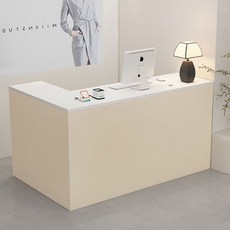 사무실 리셉션 카운터 데스크 매장 접수용 안내 계산대 테이블, 베이지+화이트(오른쪽 코너)2000mm