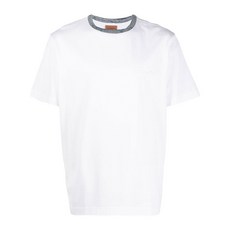 미쏘니 콘트라스트 네크라인 디테일 티셔츠