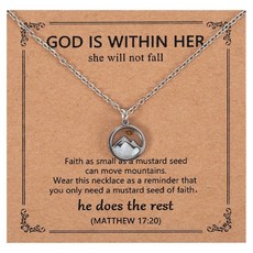 Mikovivi 실버 마운틴 펜던트 목걸이 기독교 격려 목걸이 겨자씨 신앙 참 영감을 주는 주얼리 종교 예수 선물 졸업 생일 여성용 침례 스테인리스 스틸 보석 없음 222