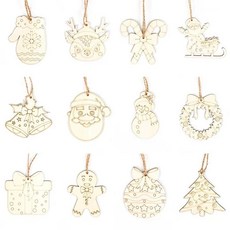 크리스마스 원목 오너먼트 DIY세트 12종 만들기 재료 트리장식용 bri+13589Jo