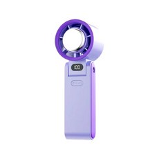 迷你摺疊手持風扇，數位顯示電量，三檔風速調節，USB充電便攜式桌面風扇, 紫色, P