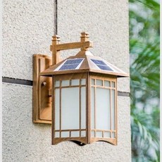 戶外太陽能LED壁燈防水中式外墻圍墻陽臺花園別墅室外庭院燈, 黑色, 黑色