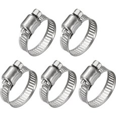코젤로 5Pcs 스테인리스 스틸 호스 클램프 12인치에서 34인치13-19mm로 조절 가능한 헤비 듀티 웜 기어 모음 키트 라디에이터용 금속 연료 라인 클램핑 건조기 통풍구, 3/4" to 1-1/7", 5
