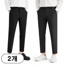 차쿠 1+1(2세트) 남성 9부 정장바지 스판바지 비즈니스 팬츠 출퇴근 회사 바지 캐주얼 바지 빅사이즈