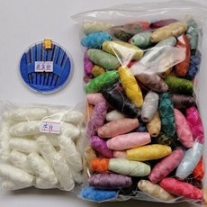 手工縫紉線彩色小捲線, 1個, 雜色1斤+本白100剋,送手縫針一盒