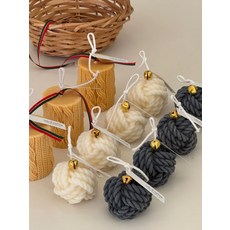 룩앳미타임 털실캔들 크리스마스 캔들 연말선물 집들이선물 향초, 바질 앤 네롤리향, 화이트