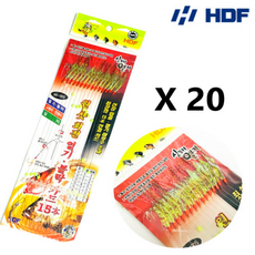 해동조구사 HA-1305 원샷 회전구슬 볼락 열기 우럭 낚시 바늘 카드 채비, 20개