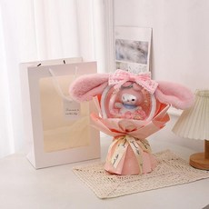 인형 꽃다발 보보볼 티안싱 졸업 선물 축제 기념, 15. B84-16cm 핑크+선물가방+라이트