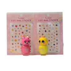 Tomini Friends 水性美甲, 貓+小雞+2個指甲貼, 1套