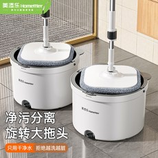 新款旋轉拖把家用免手洗懶人幹濕拖地神器厚墩布一拖淨單筒脫水桶, 1個