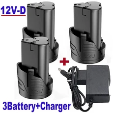 100%. 범용 충전식 리튬 이온 배터리 전동 공구 전기 드릴 12V 6800mAh, 한개옵션1, 04 3battery.1charger