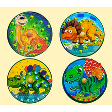 [매직북스] 공룡 큐빅 스티커 팽이 만들기 (10개묶음), 1세트, 랜덤