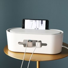 레디박스 휴대폰 거치 멀티탭 전선 정리함, 화이트+그레이, 1개