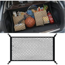 ANFTDCO 카 카고 네트 23.62인치 x 15.75인치 탄성 신축성 조절 차량 트렁크 메쉬 후크 포함 자동차 보관 정리함 SUV 모터홈 트럭용 유니버설, 23.62" x 15.75"