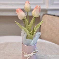 有感選物 台灣現貨 韓風仿真花鬱金香盆栽禮盒 居家擺設 母親節禮物 情人節禮物 畢業花束 聖誕禮物, 淺香檳, 1個