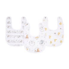 Aden & Anais 經典圍兜3入組，柔軟棉紗材質，加長加寬設計，有效防止食物沾污，多種可愛圖案選擇, 1個, 經典圍兜3入-維尼朋友