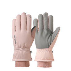 滑雪手套觸控螢幕防滑保暖防水冬季戶外運動手套, 【鮭魚粉】, 1個