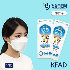 건영3단 비말차단마스크 KF-AD 대형 5매입 1봉/ 식약처허가 의약외품, 5개입, 1개, 화이트