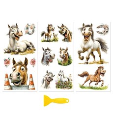 [ 1214560 ] 피스블루 러버 온 트랜스퍼 데칼 스티커 가구 공예 장식용 15.2cm x 30.5cm(6 12인치) 재미있는 말 3피스 방수 UV DTF 서랍 드레서 유