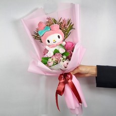 쿠로미 마이멜로디 외 3종 인형꽃다발 졸업 입학식 생일 비누꽃 축하 사탕부케 꽃다발 선물, 1개, 02. 마이멜로디 인형꽃다발