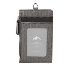 플레플레 심플 지퍼 카드 케이스 목걸이 지퍼형 지갑, 1개, 돌핀그레이