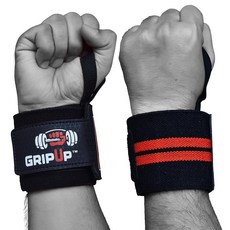 GripUP 업 역도 손목 보호대 45.7cm(18인치) 신축성 있는 면 스트랩 엄지 루프 파워리프팅 보디빌딩 피트니스 근력 체육관 훈련 운동 체조 및 캘리퍼 GP-18 (레드, GripUp 역도 손목 보호대 45.7cm(18인치), 레드