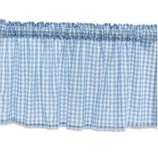 물건가리개 체크 바란스 커튼 106x45 블루