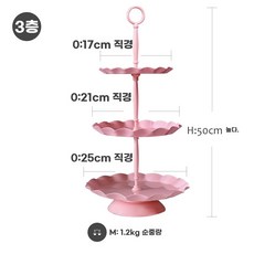 유럽풍 케이크 스탠드 돌잔치 3단 핑크 파티 웨딩 25x19 빈티지, 1개, K.불량품핑크색150023겹