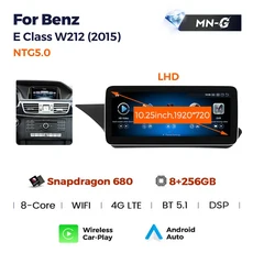 NaviFly 안드로이드 올인원 자동차 시스템 메르세데스 벤츠 E W212 E200 2009-2015 SD680 8G 256G 헤드유, 01 China Mainland, 01 8코어
