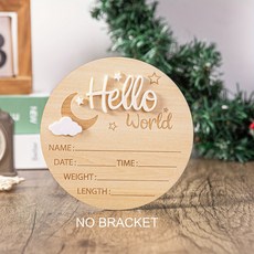 베이비 출생 기념 우드 메모리 보드 "Hello World" 아기 출생 기록 플레이트, 1개, white