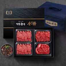 (냉장암소) 1등급 한우선물세트 1kg(꽃갈비살500g 치마살250g 등심250g), 1세트, 1kg
