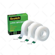 비오스리빙 1X2개 스카치 매직테이프 18x32 리필 1개입 백색 자국안남는 두꺼운 테이프 3757 셀로판테이프리필, 단품
