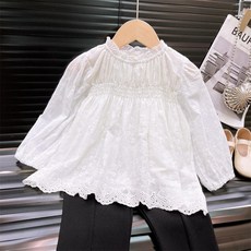여아 봄 면 레이스 셔츠 트렌디