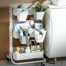 숍블리 트롤리 수납 바구니 걸이형수납바구니, 그레이