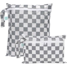 범킨스 방수 물티슈 및 포장 파우치 TSA 항공사 준수 아기용 팩 여행 수영복 천 기저귀 펌프 부품 체육복 세면도구 어린이집 지퍼백 4개 오션 라이프 블루, A4 Charcoal Check