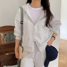 소일레 여성 세미크롭 루즈핏 투웨이 후드 집업 5color